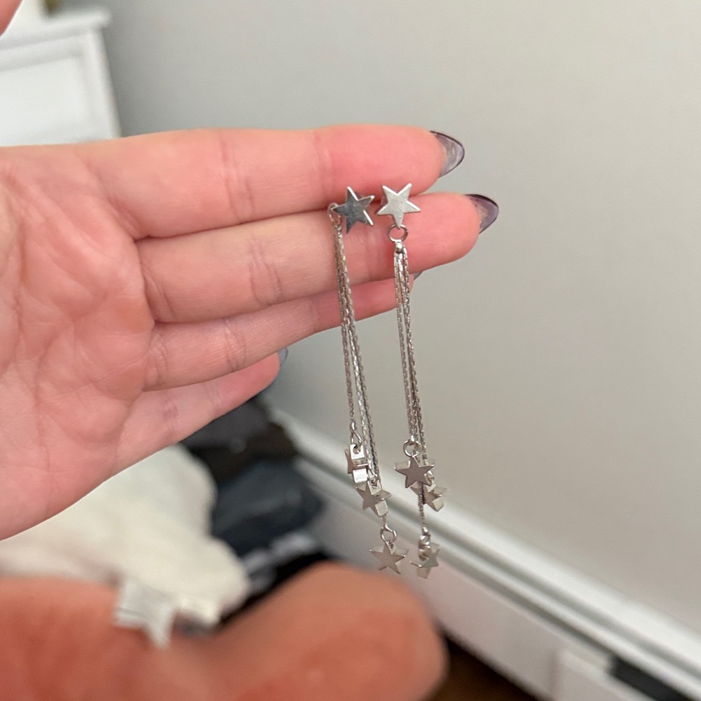 Silver Star Dangle Earrings